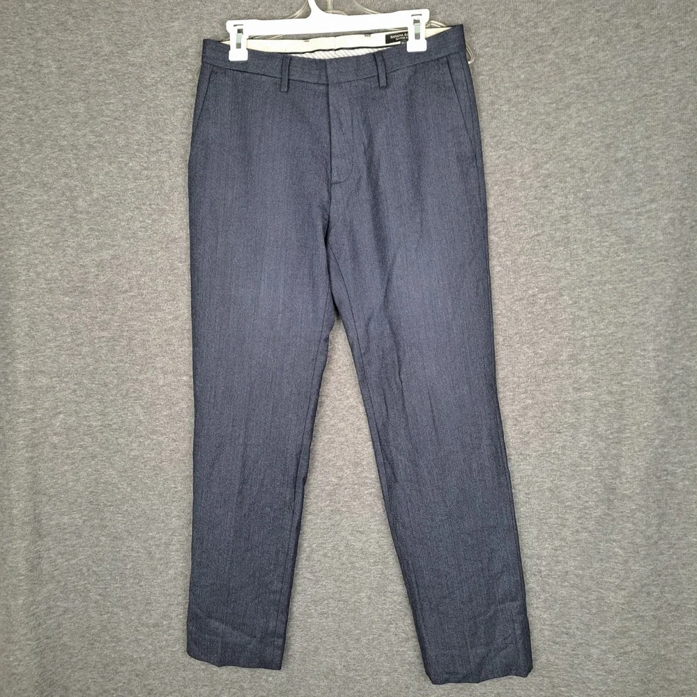 Banana Republic Dress Pants Mens 30x30 Navy Blue Tailored Slim Fit Wool Blend